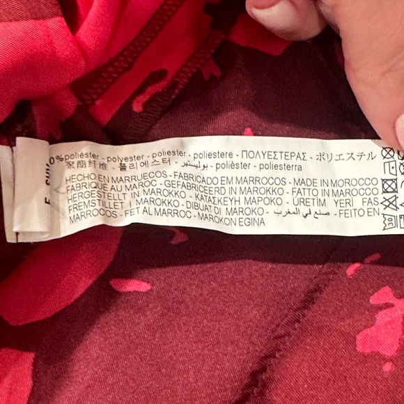 NWT Zara Satin faux Wrap Dress Cerise/Floral abstract pattern Ladies size M - Picture 12 of 13